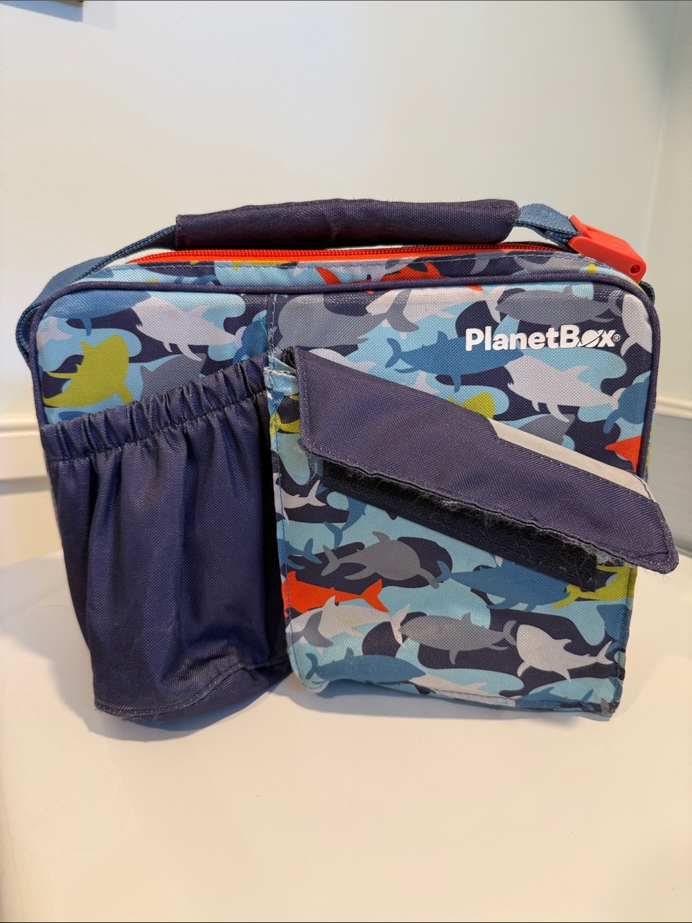 PlanetBox Kids' Camo Shark Print Lunch Bag - Blue